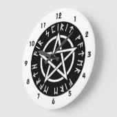 ウィッカ信者ブラックルーニックペンタグラム ラージ壁時計 (傾斜)