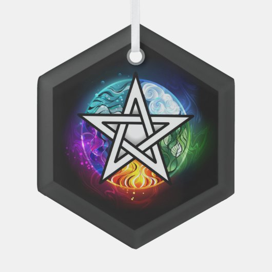 ウィッカ信者ペンタグラム ガラスオーナメント (正面)