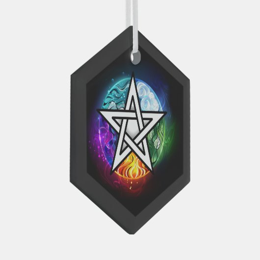 ウィッカ信者ペンタグラム ガラスオーナメント (正面右)