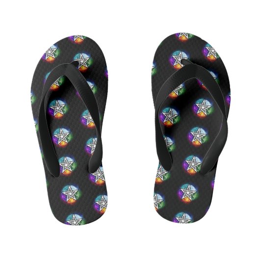 ウィッカ信者ペンタグラム キッズビーチサンダル (フットベッド)