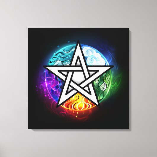 ウィッカ信者ペンタグラム キャンバスプリント (正面)