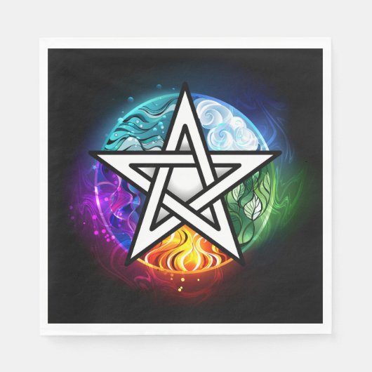 ウィッカ信者ペンタグラム スタンダードランチョンナプキン (正面)