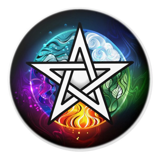 ウィッカ信者ペンタグラム セラミックノブ (正面)