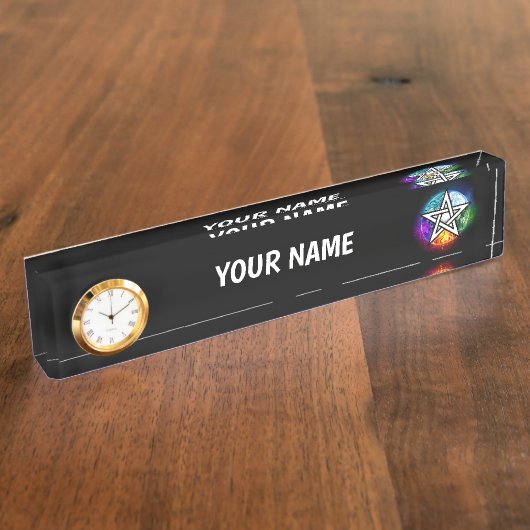 ウィッカ信者ペンタグラム デスクネームプレート (側面)