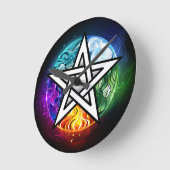 ウィッカ信者ペンタグラム ラウンド壁時計 (傾斜)