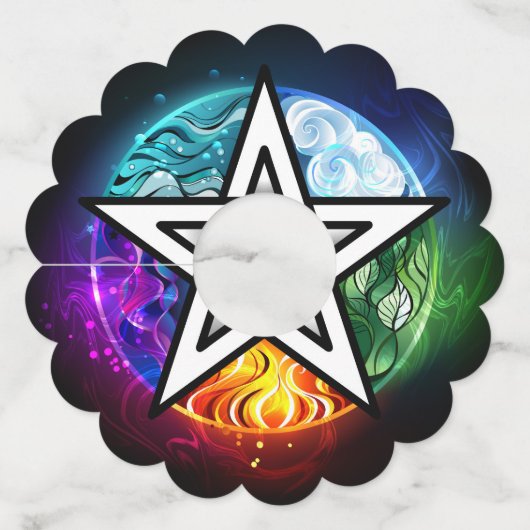 ウィッカ信者ペンタグラム ワイングラスタグ (正面)