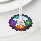 ウィッカ信者ペンタグラム ワイングラスタグ (クローズアップ)