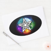 ウィッカ信者ペンタグラム 楕円形シール (封筒)