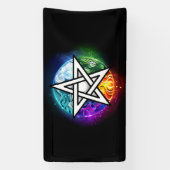 ウィッカ信者ペンタグラム 横断幕 (縦)