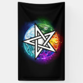 ウィッカ信者ペンタグラム 横断幕 (縦)