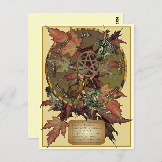 ウィッカ信者ホイール星形五角形葉書 ポストカード (正面/裏面)