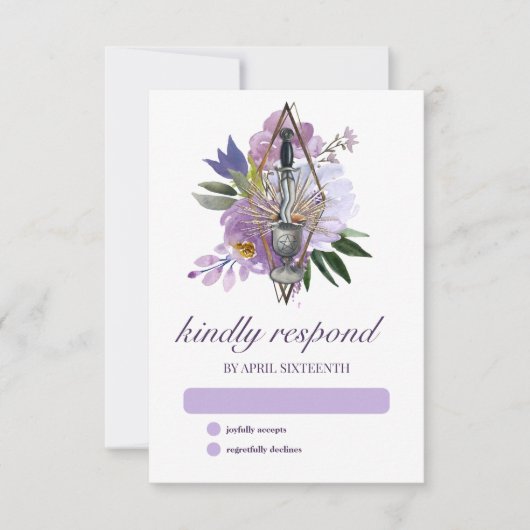 ウィッカ信者ユニオンハンドスティングパープルエレガントフローラ 出欠カード (正面)