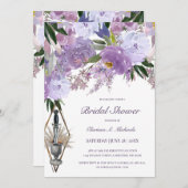 ウィッカ信者ユニオンパープルフローラブライダルシャワー 招待状 (正面/裏面)