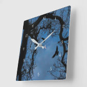 ウィッカ信者レイヴンオークツリー魔法 スクエア壁時計 (傾斜)