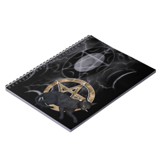 ウィッカ信者星形五角形と黒猫 ノートブック (左側)