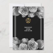 ウィッカ信者星形五角形ブラックフローラブライダルシャワー 招待状 (裏面)