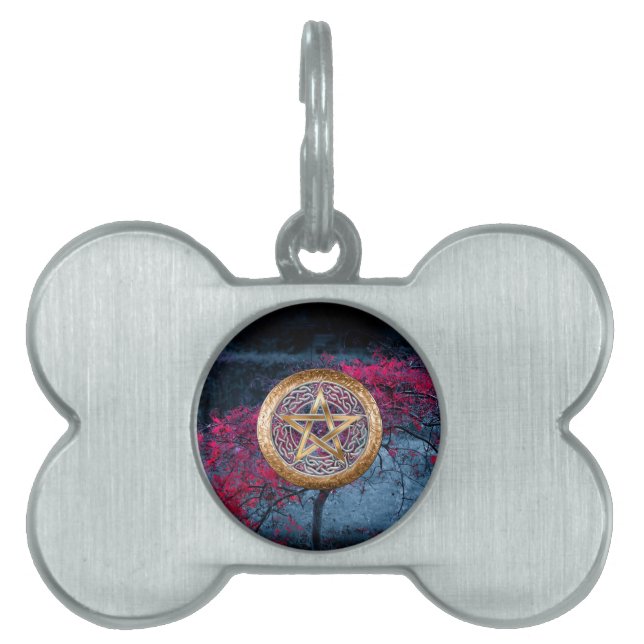 ウィッカ信者異教のペンタグラムアルタークロス ペットネームタグ (正面)