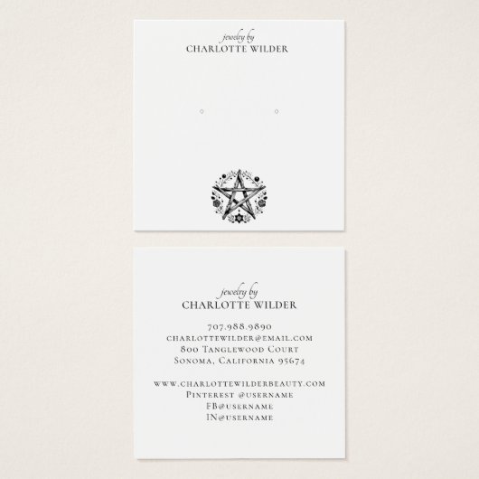 ウィッカ信者異教の星形五角形ジュエリーイヤリング (正面&裏面)