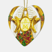 ウィッカ信者異教の星形五角形金ゴールドバラ セラミックオーナメント (左)