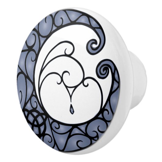 ウィッカ信者異教の紫と黒のムーンノブ セラミックノブ (右)