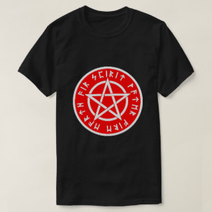 ウィッカ信者白と赤のペンタグラム Tシャツ
