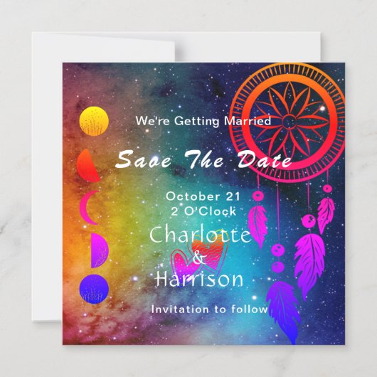 ウィッカ信者魔法珍しい結婚式の日付を保存 マグネット招待状 (正面)