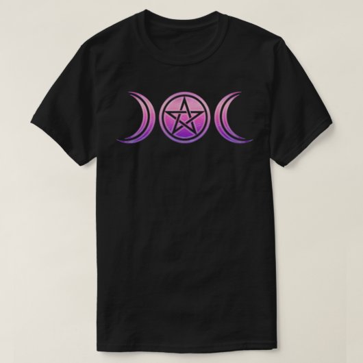 ウィッカ、月、ペンタグラム、月の相、女神、シンブ Tシャツ (デザイン正面)
