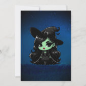 ウィックリーおもしろいグリーンウィッチハロウィーン誕生日 招待状 (裏面)