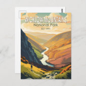 ウィックローマウンテンズナショナルパークアイルランドトラベルアート ポストカード (正面/裏面)