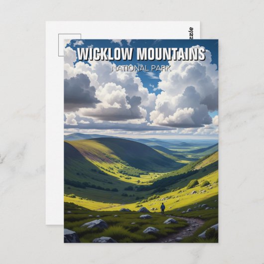 ウィックロー山脈国立公園アイルランドのハイカー ポストカード (正面/裏面)