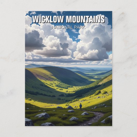 ウィックロー山脈国立公園アイルランドのハイカー ポストカード (正面)