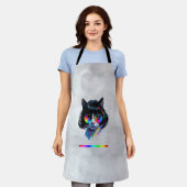 ウィッグとサングラスの猫 (絵画 #6) エプロン (着用した状態)