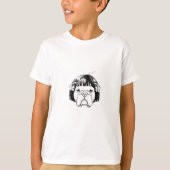 ウィッグを被ったブルドッグ(スタイル8) ファインアート Tシャツ (正面)