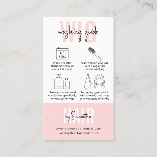 ウィッグ気に指示赤面ピンクロゴモダンヘア 名刺 (裏面)