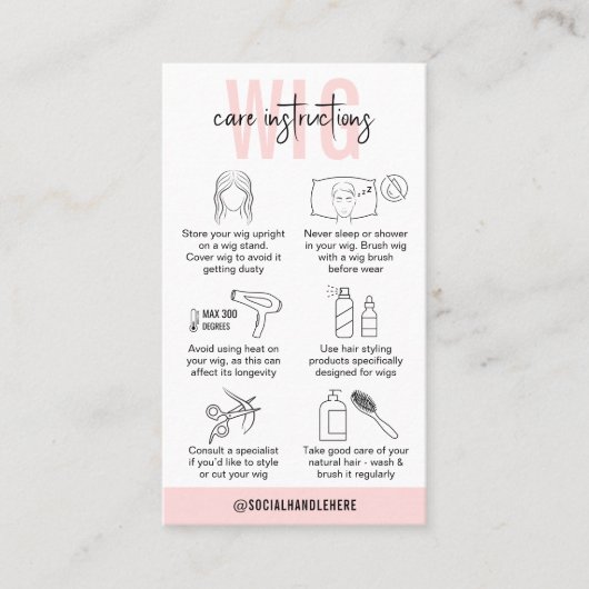 ウィッグ気に指示赤面ピンクロゴモダンヘア 名刺 (正面)