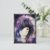 ウィッグ・パープル・ハガキを持っている ポストカード (スタンド正面)