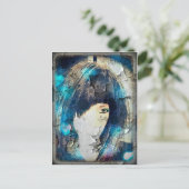 ウィッグ・ブルー・ポストカードを持っている ポストカード (スタンド正面)