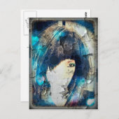 ウィッグ・ブルー・ポストカードを持っている ポストカード (正面/裏面)