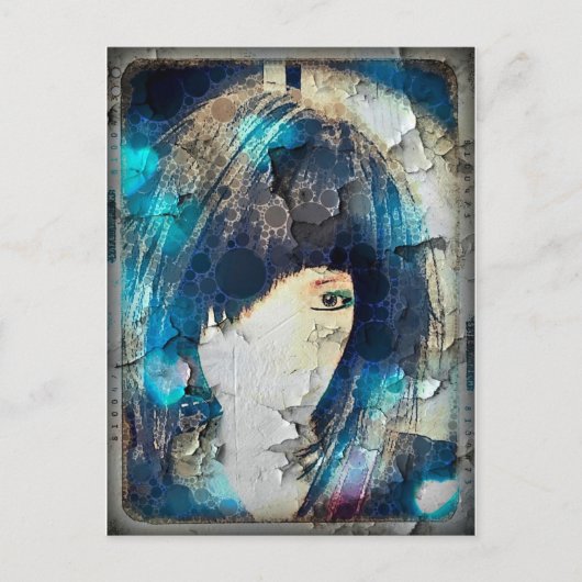 ウィッグ・ブルー・ポストカードを持っている ポストカード (正面)