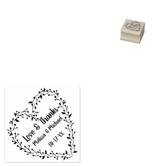 ウィッグ&ベリーハートリース |さん結婚ありがとう ラバースタンプ (押印)