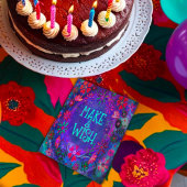 ウィッシュかわいらしパープルフローラ誕生日ハッピー カード