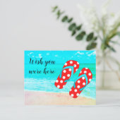 ウィッシュここにいたレッドビーチサンダルビーチ休暇 ポストカード (スタンド正面)