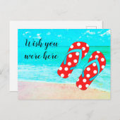 ウィッシュここにいたレッドビーチサンダルビーチ休暇 ポストカード (正面/裏面)