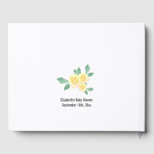 ウィッシュとアドバイスイエローティーポット赤ちゃんシャワー ゲストブック (裏面)