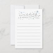 ウィッシュとアドバイススターベビーシャワーゲームカードブルー 招待状 (正面)