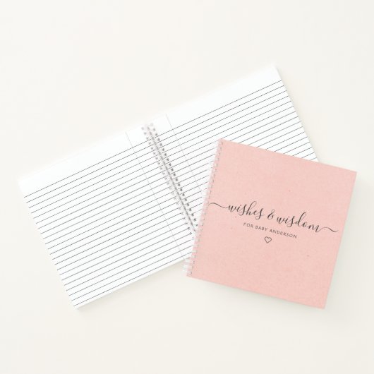 ウィッシュとウィズドピンク赤ちゃんシャワーのゲストブック ノートブック (内部)