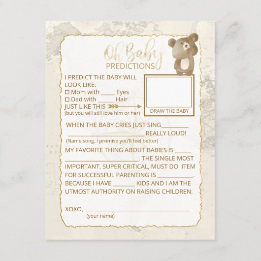 ウィッシュと予測ベビー散水カード エンクロージャーカード (裏面)