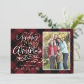 ウィッシュの送信Plaidクリスマスフォトカード 招待状 (スタンド正面)