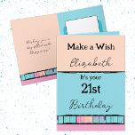 ウィッシュを追加する名前ターコイズ21st birthday カード<br><div class="desc">これは普通の誕生日ではない。こ吹のキャンドルを出し、願いを叶えそう壮大な星をtouchし、世界を征服する準備をする。21歳の誕生日おめでとう。受信者の実際の名前で置き換えるカード内にメッセージを追加して、追加の個人touchを作成！配色：混合/メインカラーターコイズ、ピンクと桃</div>