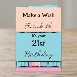 ウィッシュを追加する名前ターコイズ21st birthday カード